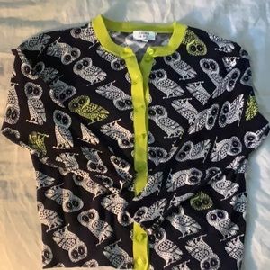 Crown & Ivy 3 1/4 sleeve owl cardigan